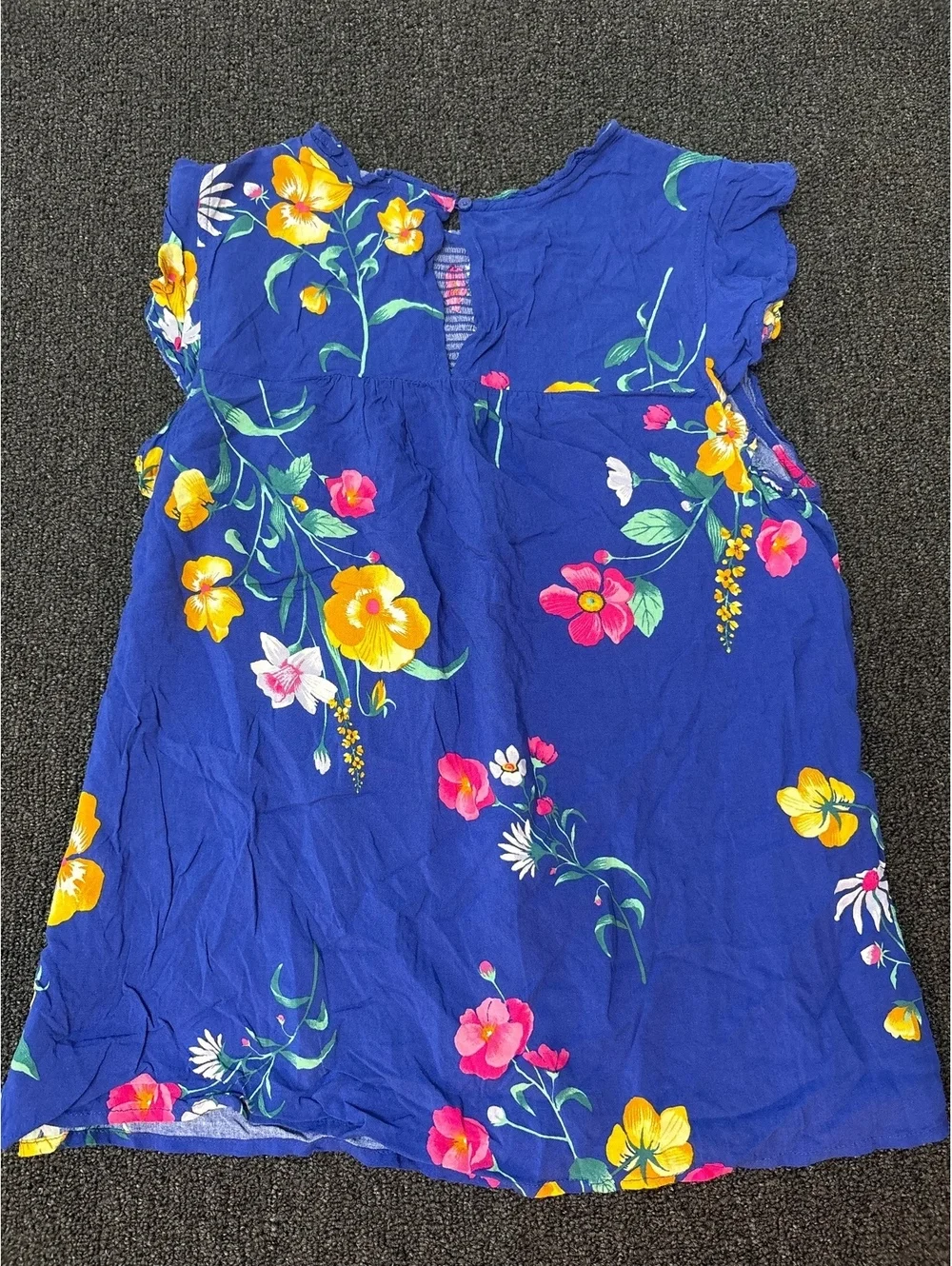 Old Navy Girls Floral Dress Size Large Blue Smocked Flutter Sleeve